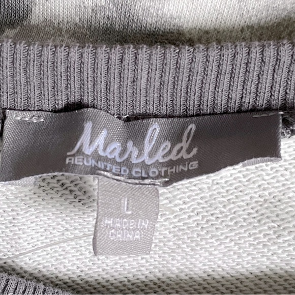 Marled Reunited Boho Tie Dye Ruffle Sleeve Gray Sweatshirt NWT L Pullover Lounge - Picture 6 of 9